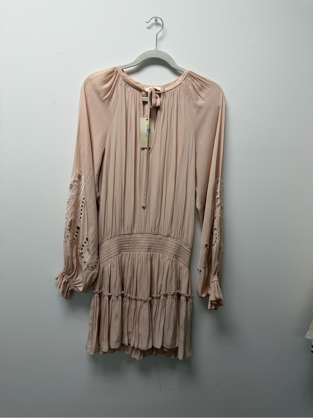 Ramy Brook Blush Long-Sleeve Tiered Peasant Dress